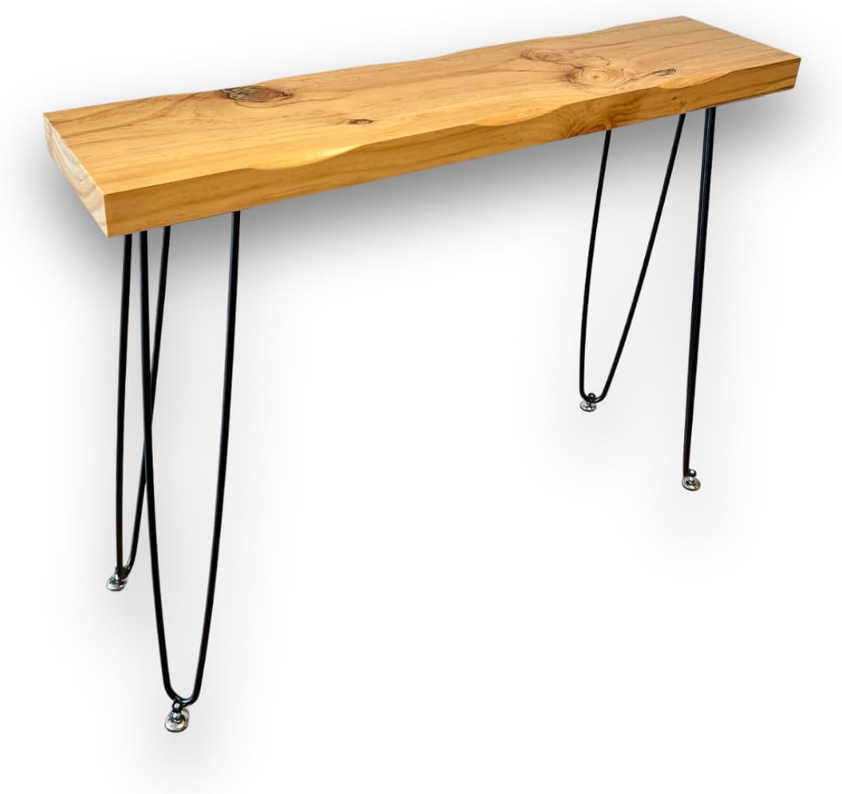 Kirpi Entryway Console Table Solid Wood, Narrow Sofa Table Midcentury Modern Live Edge, 40-inch Rustic Wood Hallway Table, Entry Table Farmhouse, Behind The Couch Desk Hairpin Legs (Natural Wood)