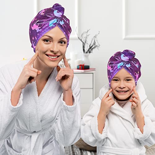 Basumee Toalha de cabelo de microfibra para crianças, pacote com 2 toalhas de cabelo de secagem rápi