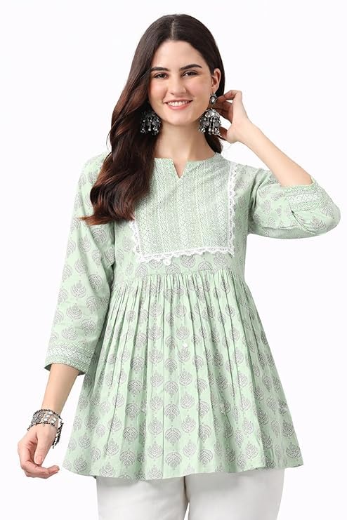 Women’s Viscose Rayon Printed Kurti Top 3/4 Sleeve A-Line Kurti for Women-image-42