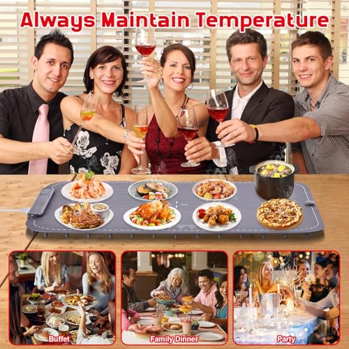 Image of Warming Mat for Food,10s Rapid Warm Food Warming Mat,3-Temp Food Warmer,Fast Heating BPA-Free Auto Shut Off Chafing Dishes For Buffet,Roll Up Food Warmers For Parties Buffet Valentine Gifts