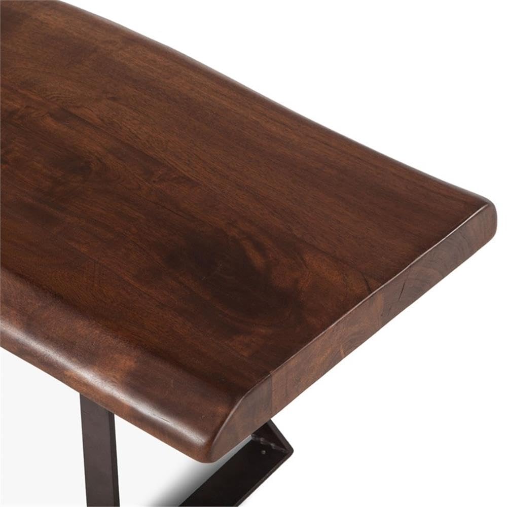 Nottingham Acacia Wood Dining Bench, Indoor Wooden Bench for Dining Table, Kitchen Bench with Iron Base, Brown, 72 Inch