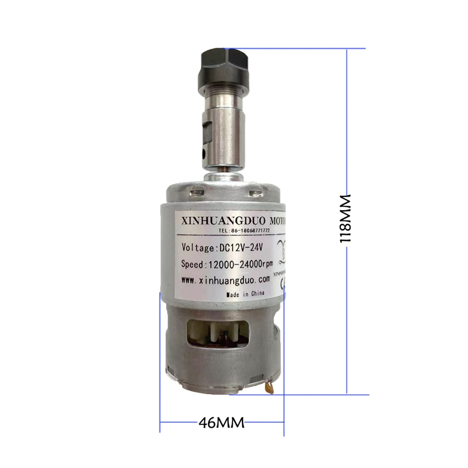 Kit motore mandrino CNC, 24VDC 24000 RPM Motore mandrino ad alta velocità Spazzola di coppia grande 775 Motori 180W Motore tosaerba con cuscinetti a sfera for 3018 per fresatrice CNC(ER11 Spindle)