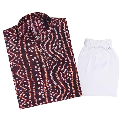 Image of TinySteps Traditional Bandhani Print Kids Festive Ethnic Wear Boys Cotton Kurta Pajama Set