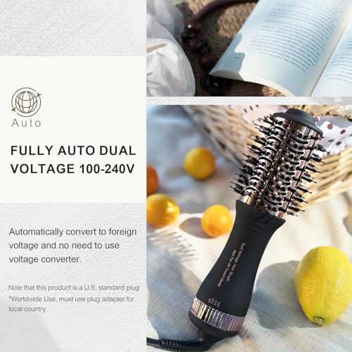 Image of Dual Voltage Blow Dryer Brush Travel Hair Dryer Brush in One, 110-240V