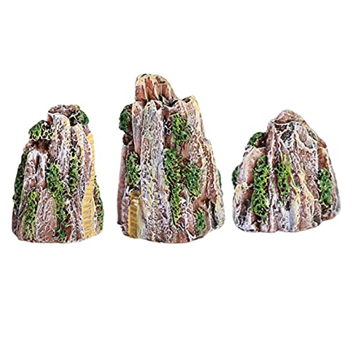 Steelwingsf Lot de 3 mini rochers artificiels décoratifs pour aquarium Facile à nettoyer Cover