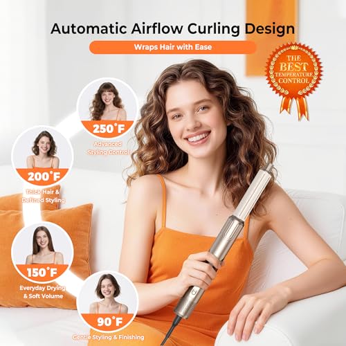Image of 90 Degree Rotating Air Styler, 5 in 1 Hot Air Comb Set, Pink Gold