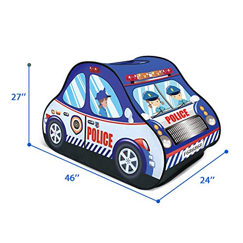 image for FUN LITTLE TOYS Police Car Pop Up Play Tent for Kids, Toy Playhouse fo