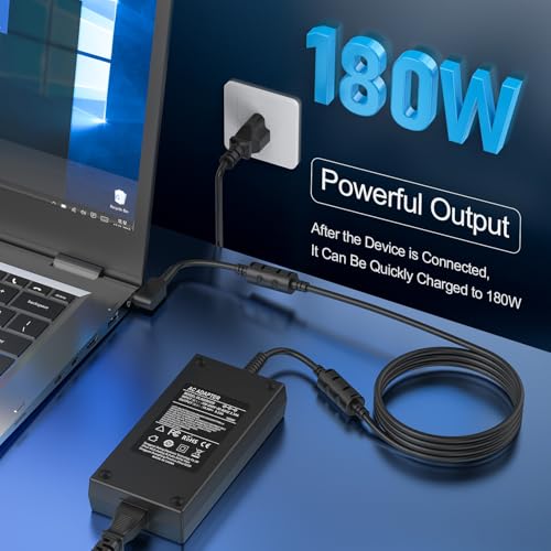 Image of 180W Laptop Charger for MSI Gaming,Super Fast Charging Power Cord Supply | for MSI Gaming Laptop GF63 GF65 Thin GS63 GS65 GF75 GS73 GS75 Stealth, Razer Blade 15, Gigabyte G5 G6, 5.5x2.5mm AC Adapter