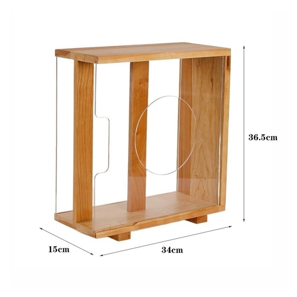 birene almacenamiento de cd y dvd Soporte for almacenamiento de discos de vinilo, caja LP con marco de madera maciza(Natural)
