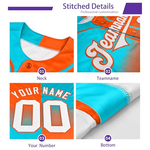 Camiseta de béisbol personalizada de manga corta con diseño degradado y nombres, números y logo para adultos, jóvenes y niños miniatura 5