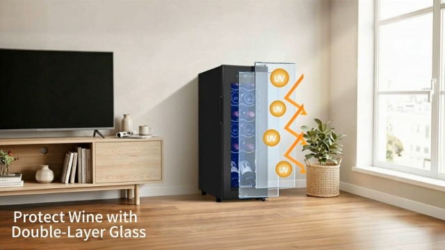 Image of 12 Bottle Wine Fridge, Slim Wine Cooler Refrigerator