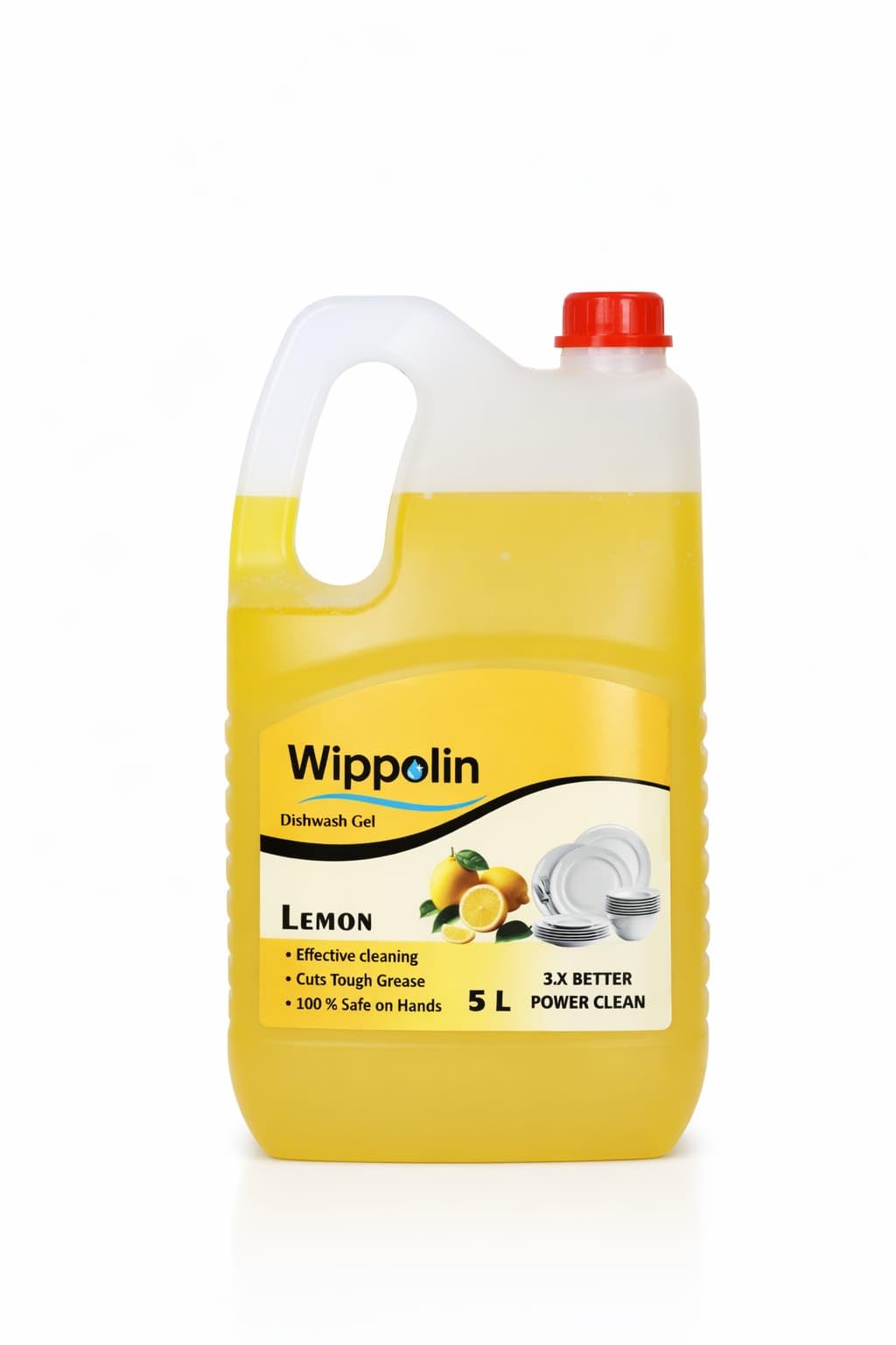 Dishwash Gel | Lemon | 5 Litre Refill Can | Concentrated Dishwash Liquid | Cuts Through Grease | Long-Lasting |Safe On Hands