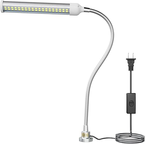 Luz de trabajo magnética LED, 15 W de alto brillo, lámpara de cuello de cisne flexible con base magnética fuerte para torno de fresado de taladro