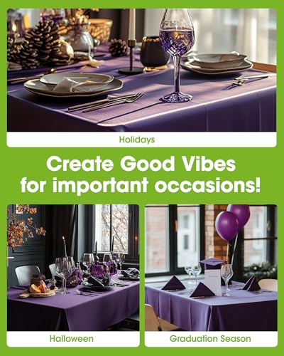 Image of Pureegg Plastic Table Cloth Disposable 8 Pack, 54 x 108 Inch Table Cloths, Graduation Decorations Class of 2026, Graduation Party Tablecloths, Rectangle, Plastic Cover, Leakproof & Sturdy, Purple