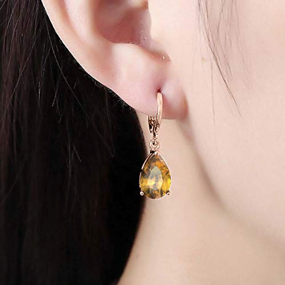 Wonderful 6x8mm Pear Cut Citrine Over .925 Sterling Silver Fancy Party Wear Dangle Clip-On Earrings For Women