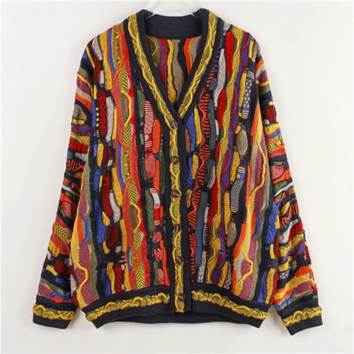 Autumn Woman V Neck Long Sleeve Loose Multicolor Striped Slim Cardigan Kniited Sweater2