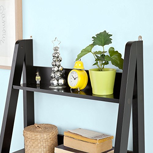 Haotian Modern Ladder Bookcase Made of Wood, Book Shelf,Stand Shelf, Wall Shelf (FRG115-SCH)