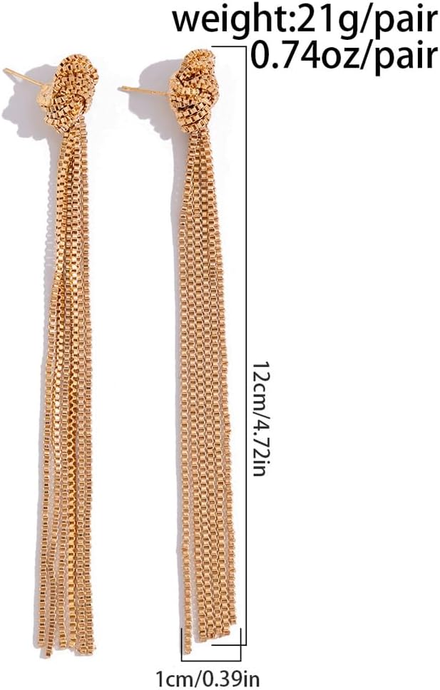 Gold Tassel Chain Earrings for Women Minimalist Hanging Dangling Earrings Simple Long Wheat Ear Jewelry - Image 2