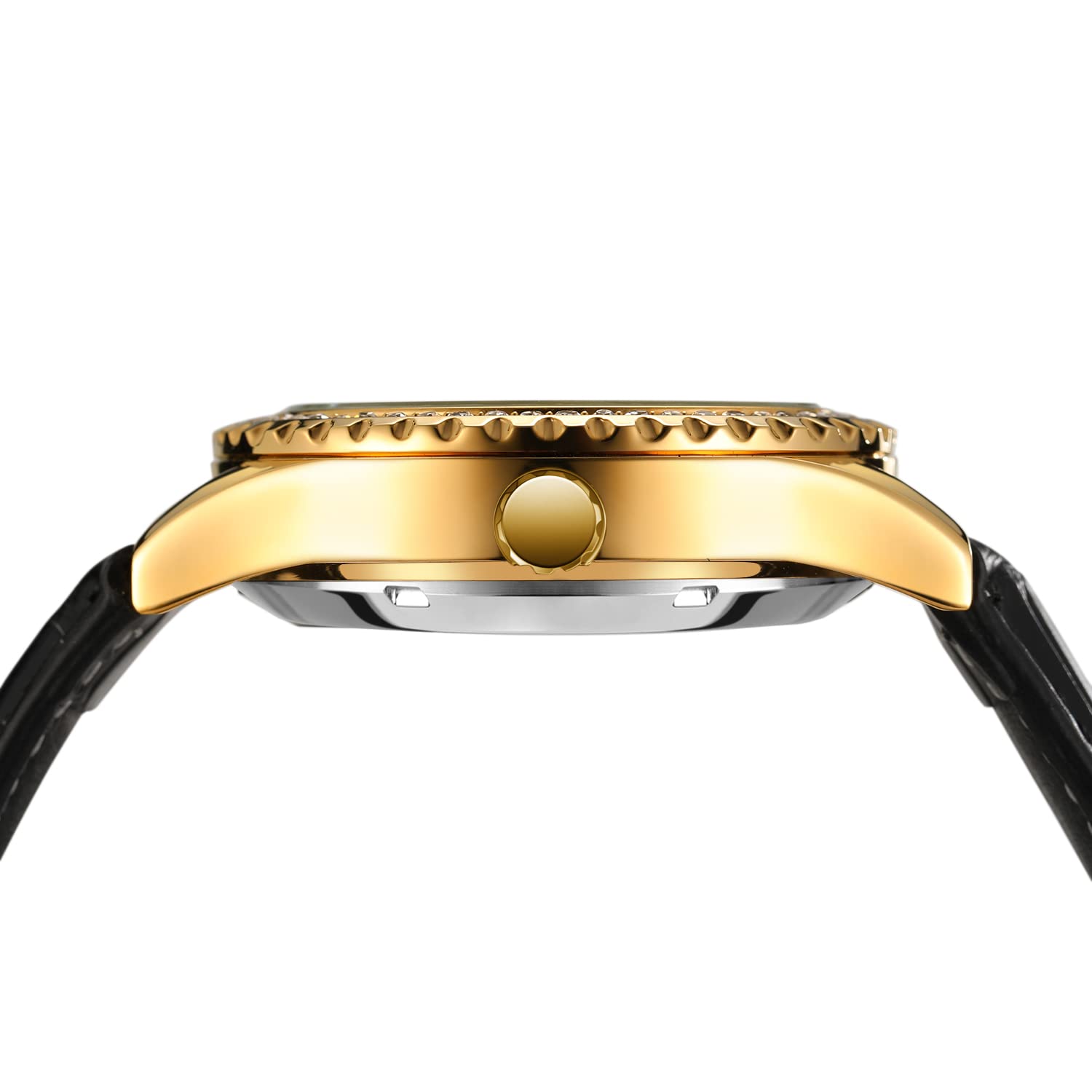 Forsining Herren-Armbanduhr wasserdicht automatisch selbstaufziehend Mondphase Diamant-Zifferblatt Lederband Tourbillon-Armbanduhr
