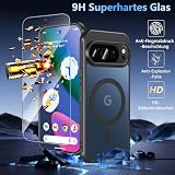 OWKEY Magnetyczne etui dla Google Pixel 10/10 Pro z hartowanym szkłem, przezroczysta, matowa tylna obudowa, cienkie, antywstrząsowe etui dla Pixel 10/10 Pro (czarne)