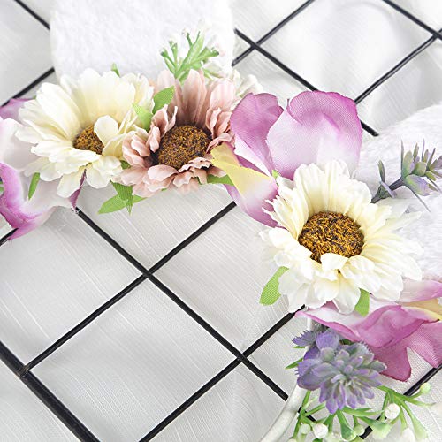 Lddcx Easter Bunny Ear Headband Crown Garland Flower Birthday Headwear Rabbit Cosplay Photography Prop.(Ldz50) (A) #TOP3