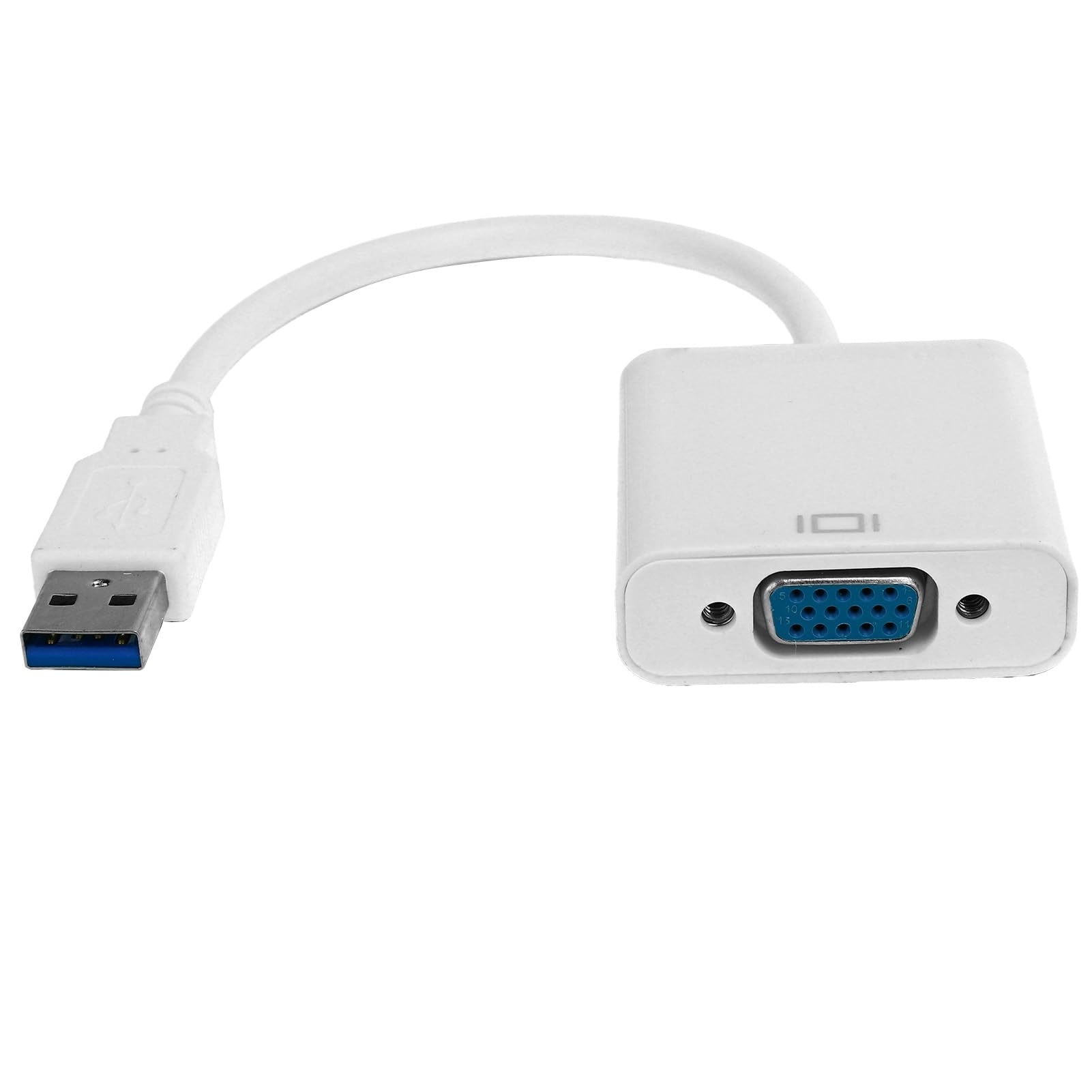 ZJchao Convertisseur USB USB3.0 USB3.0 vers VGA Mâle, Câble Adaptateur HD 1080P 5Gbps, Carte Vidéo Externe Femelle 15 Broches pour PC, Ordinateur Portable, Projecteur, (White)