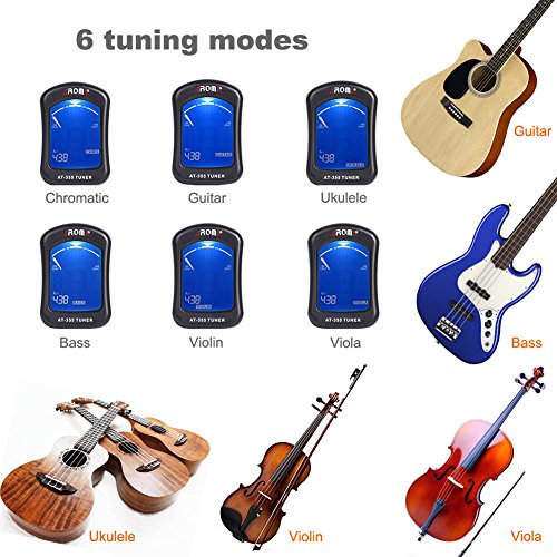 image for MIBOW Guitar Clip Tuner, 360-Degree Rotating Electronic Digital Tuner 
