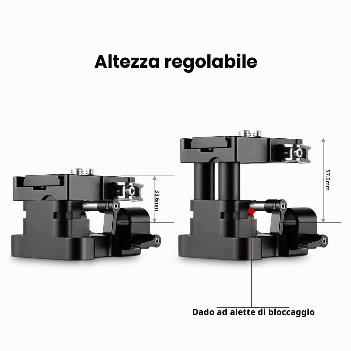 SMALLRIG Piastra di Base, Piastra di Montaggio per Treppiedi per Telecamera Regolabile in Altezza per Asta 15mm LWS Universale - 2092B