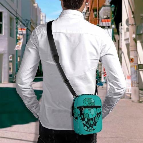 Personalized Small Crossbody Bag Water Resistant Messenger Bags Mini Turquoise And Black Printing SlingBag For Men Women4