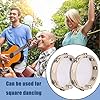 2 Pack Tambourine, Wooden Tambourine, Handheld Tambourine, Wooden Hand Drum with Jingle Bells, Percussion Musical Instrument for Rhythm Learning, Performance #4