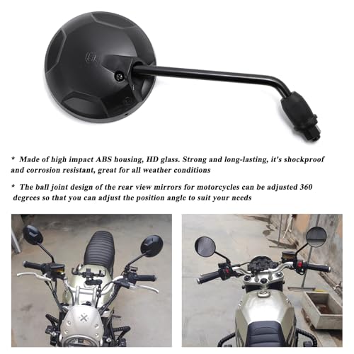 Mokuo Round Rearview Mirrors X Type with M8 M10 Bolt,Handle Bar Mount Fit for Honda Grom MSX125 2013-2022 CMX 300 500 Rebel 2017-2022 Monkey 125 Motocycle Mirrors Black by mokuo - Image 6