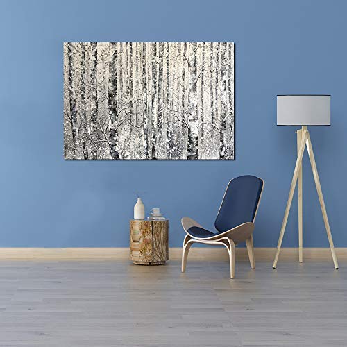 Image of Yihui Arts - One Panel Canvas Wall Art Snowy White Forest Picture Art Print Winter Nature Landscape Painting Contemporary Artwork for Bedroom Living Room Office Wall Decor Framed Easy Hanging