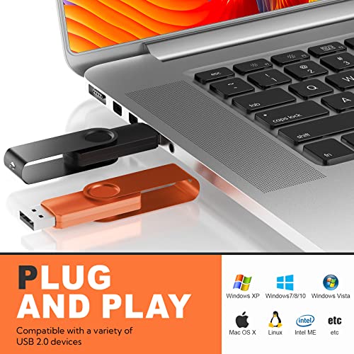 Uflatek USB Sticks 8GB USB 2.0 Speicherstick 10 Stück Bunt Memory Stick Metall Flash Drive Rotate USB-Flash-Laufwerk Mehrfarbig Thumb Drive Externer Datenstick mit Lanyard