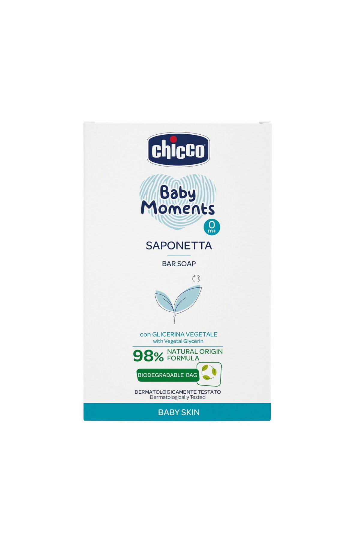 Chicco Baby Moments Saponetta Bar Soap, 100 GR, Beyaz