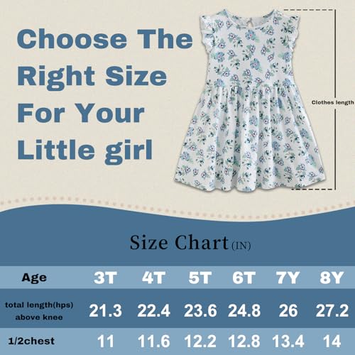 Toddler Girls Dress Ruffle Sleeve Casual Print Dresses Kids Summer Clothes 3-8 Years3