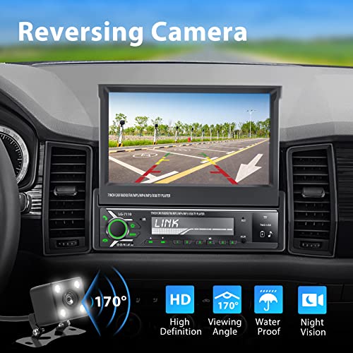 Radio Auto con Pantalla 7" Retráctil Bluetooth y Camara miniatura 4