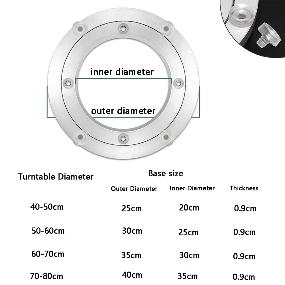 COKYIS Rodamiento Giratorio De 25cm, Cojinete De Placa Giratoria Redonda para Caleidoscopios, Rodamiento De Aleación De Aluminio para Bandeja Giratoria Lazy Susan (Size : 40cm/16in)