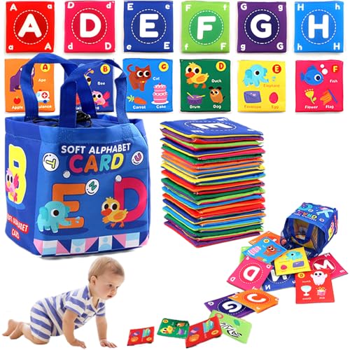 Image of Early Childhood Enlightenment Book Letters,Soft Alphabet Flash Cards,Soft Alphabet Cards,Cloth Alphabet Flash Cards,Alphabet Cloth Tiles for Toddlers,for Toddlers Kids Over 0 Years (1Set, Blue)