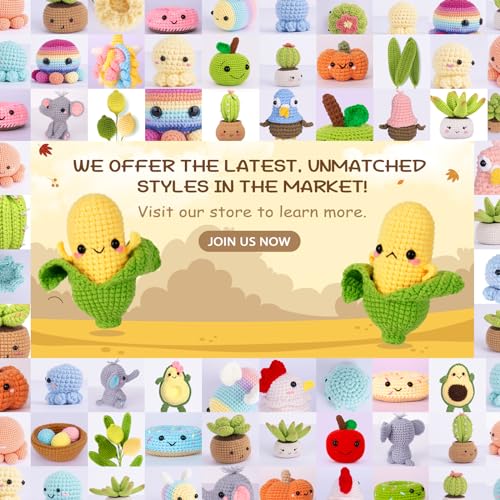 Image of Crochetta Crochet Kit for Beginners - Crochet Starter Kit with Step-by-Step Video Tutorials, Learn to Crochet Kits for Adults, DIY Knitting Supplies, 2 Pcs Corn(40%+ Yarn)