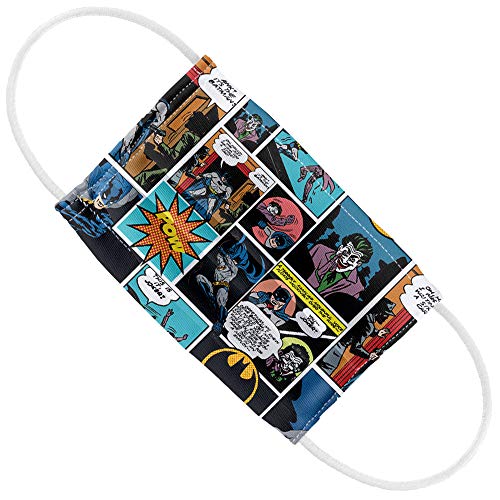Popfunk Batman Kids Comic Pattern 1-Ply Reusable Face Mask Covering with Adjustable Nose Wire