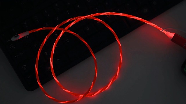 Image of IHAO Multi Ports Light-Up USB Cable USBA /USB C to USBC /MicroUSB Cable Durable Fast Charging Cable with Visible Current Flow As Night Light Use-6in1 Red