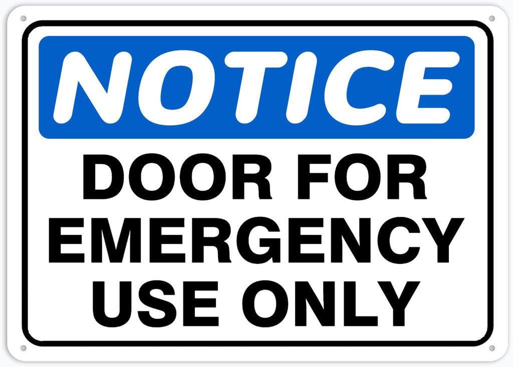 8"x12" Aluminum Metal Sign Plate - Notice Safety Sign Door For Emergency Use Only - Caution Warning Notice