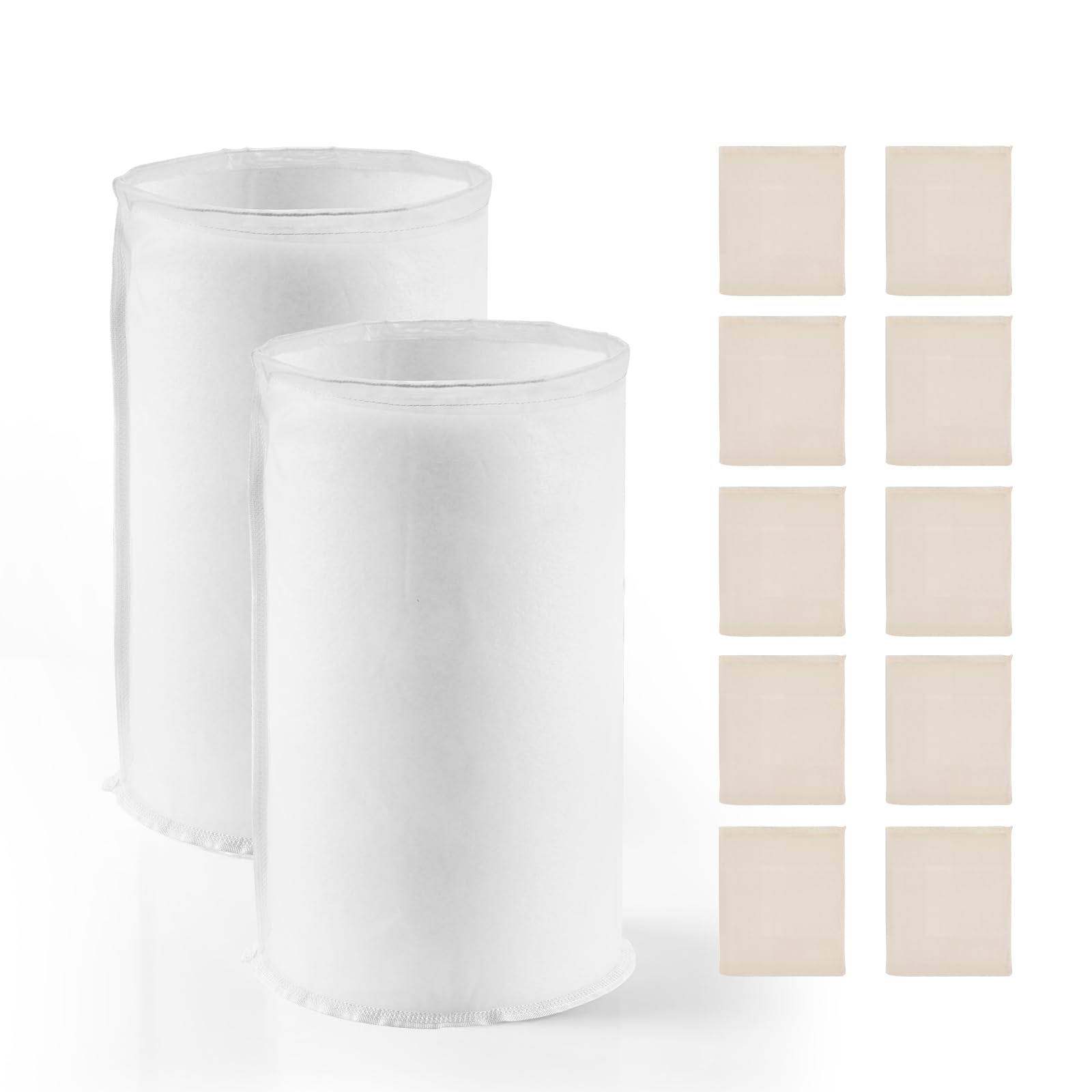 VEVOR Brew Bags, 2 PCS Food Grade Nylon Material Grain Bag, 10 PCS Natural Cotton-Linen Hop Bag, Easy to Clean, Reusable &amp; Ultra-Fine Mesh Home Brewing Bags, Only for Our Automatic Beer Brewer