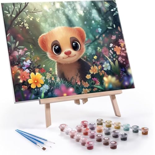 DIY 数字油絵 ミーアキャット Paint by Numbers 塗り絵 キット 大人 数字ぬりえ 子供の用数字塗り絵キャンバスクラフト数字 キャンバスアート ブラシとアクリル絵の具が入, インテリア リビング装飾, 女性へのギフト 60x80cm (フ