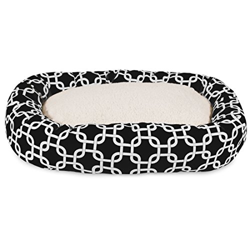 Image of Majestic Pet 32 Inch Links Sherpa Calming Dog Bed Washable - Cozy Soft Round Dog Bed with Spine for Head Support - Fluffy Donut Dog Bed 32x23x7 (inch) - Round Pet Bed Medium - Black
