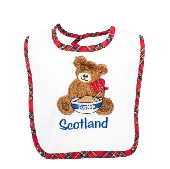 Kilts Wi Hae Super Cute Porridge Scottish Teddy Bear Baby Embroidered Bib
