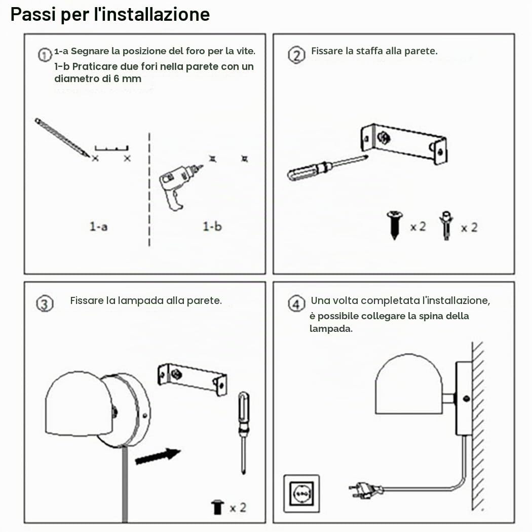 12W Applique da Parete con Spina, LED Touch Dimmerabile, 3000K, Nero | Lampada da Parete, Lampada da comodino, Luce da Lettura Orientabile, Cavo 1.8m, Camera da Letto, Soggiorno, Ufficio