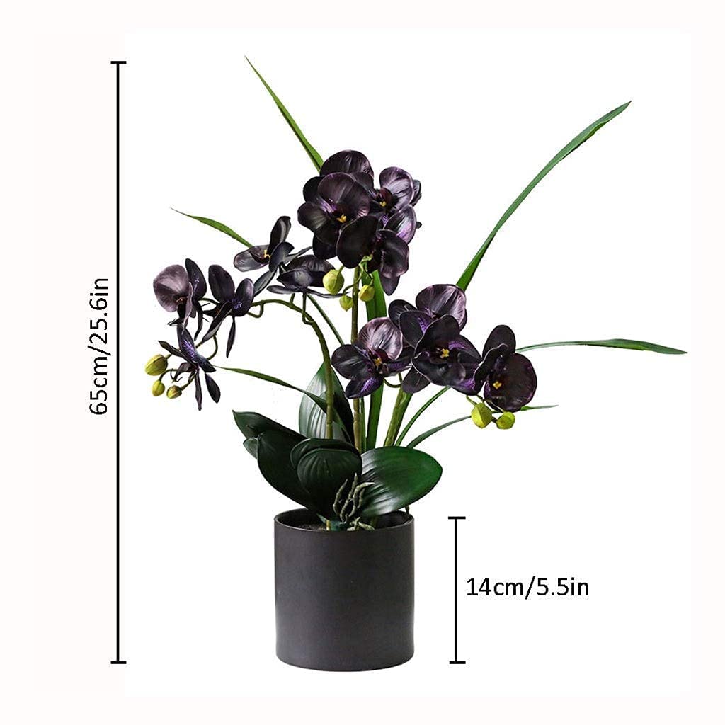 Set di Fiori Artificiali, Composizione Floreale di Phalaenopsis Finta, Bonsai di Orchidea Artificiale in Vaso, Pianta di Fiori Artificiali per Centrotavola di Nozze, Decorazio