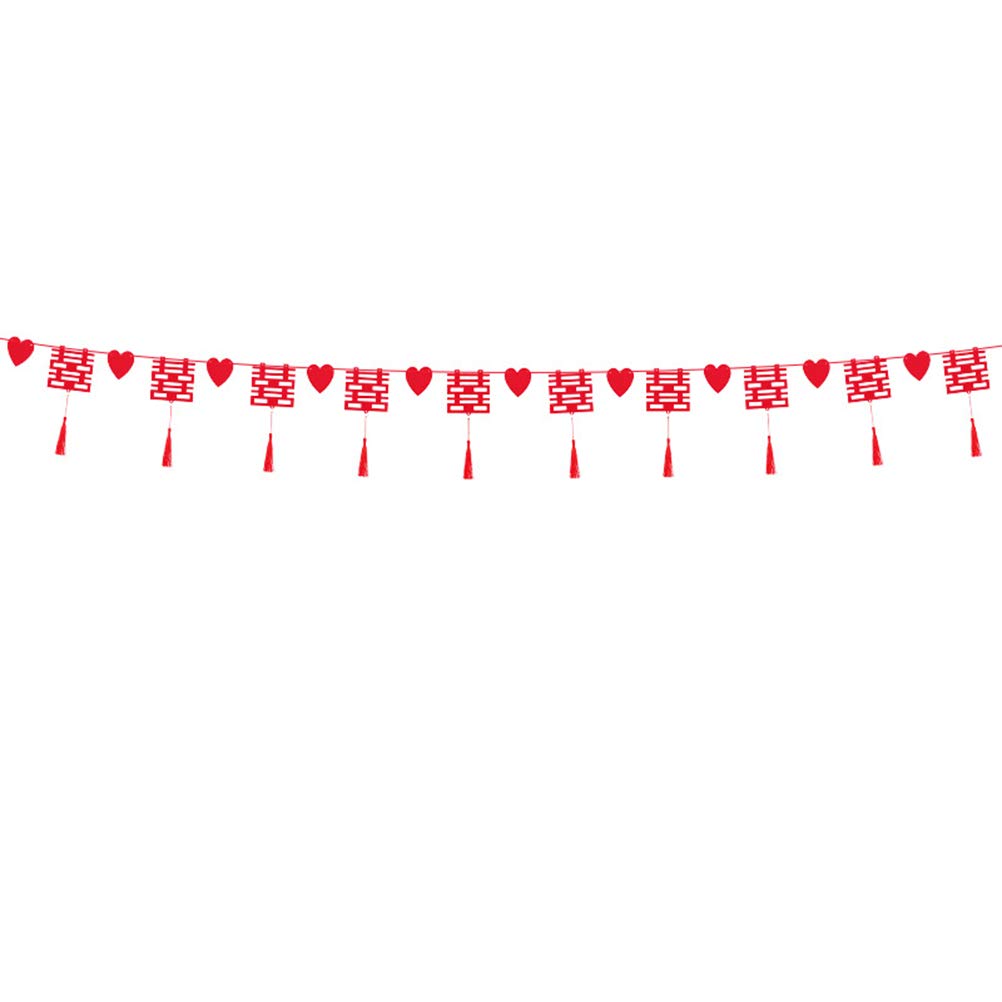 VOSAREA Bannière de Mariage Rouge en Non-tissé 300x24 Cm, Décoration Suspendue Robuste et Facile à Accrocher pour Salle et Fête de Mariage