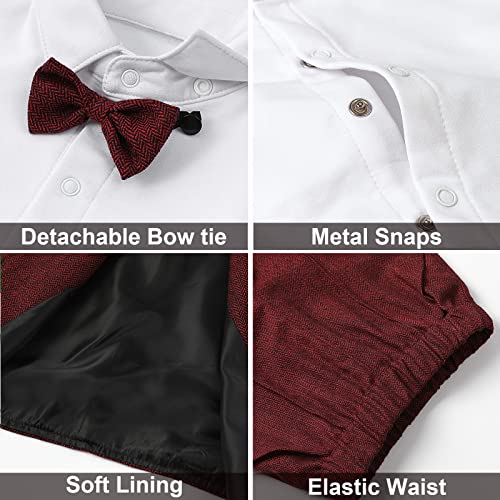 A&J Design Baby Suits For Boys Toddler Gentleman Christmas Dress Outfits Pants With Driver Hat 18-24 Months Red #TOP4